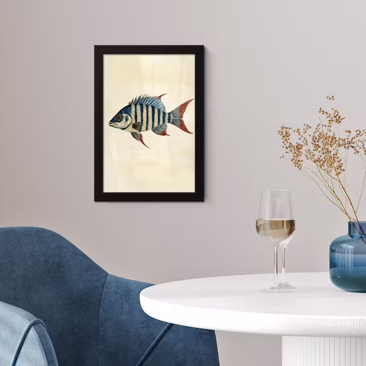Poster met lijst - Gestreept - Donkerblauw - Rugvin - Vis — 4
