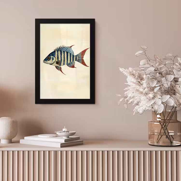 Poster met lijst - Gestreept - Donkerblauw - Rugvin - Vis — 5