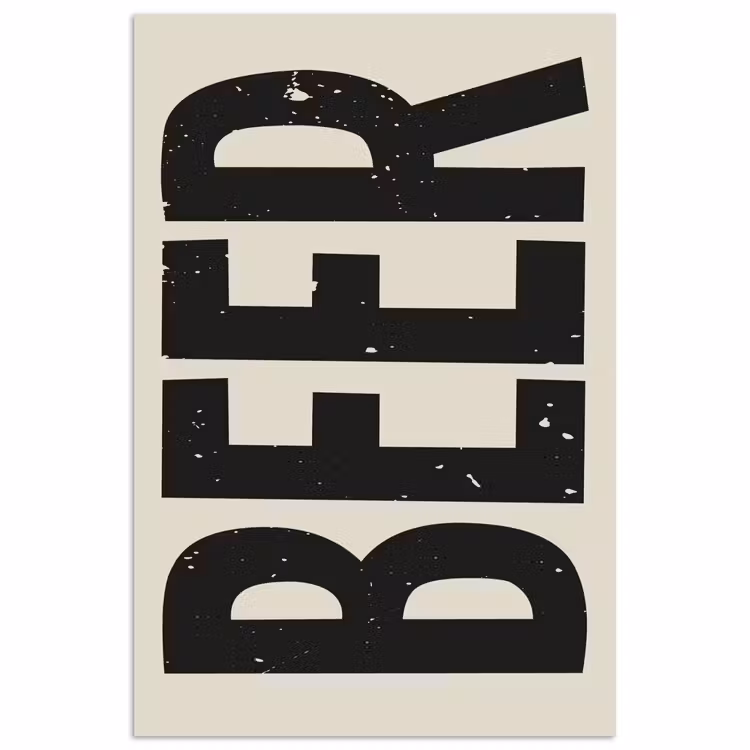Poster – Beer - Vintage - Zwart - Beige — 1