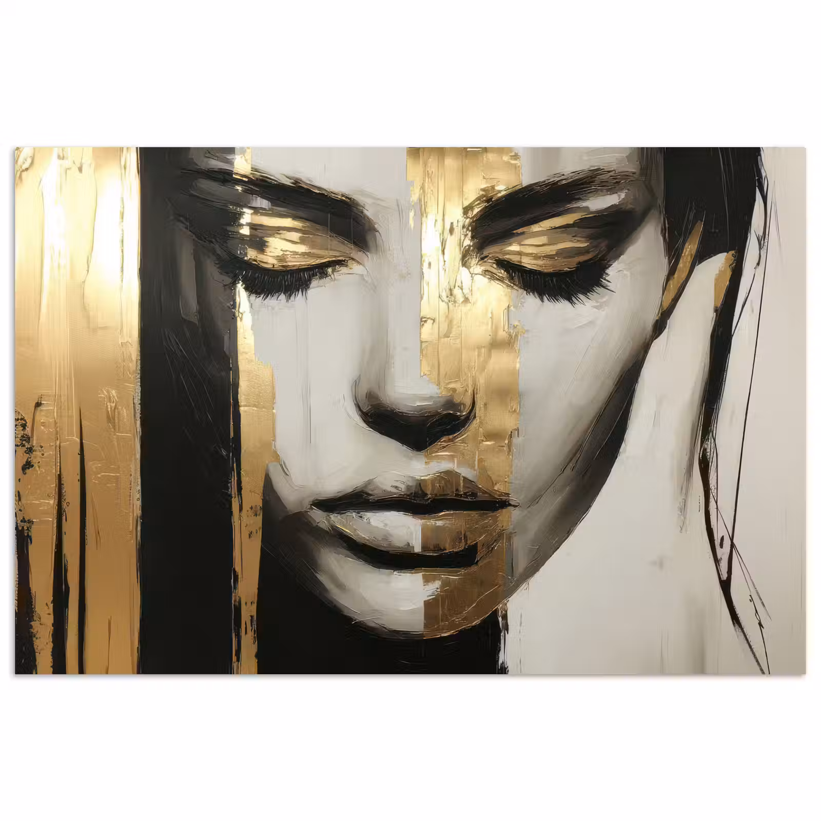 Poster – Ogen - Gezicht - Goud - Strepen — 1