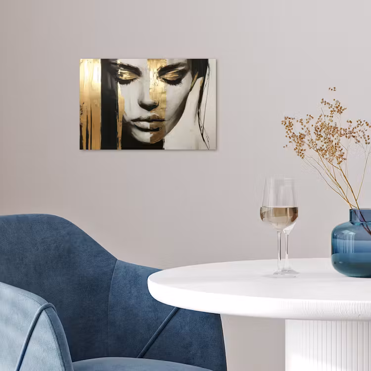 Poster – Ogen - Gezicht - Goud - Strepen — 4