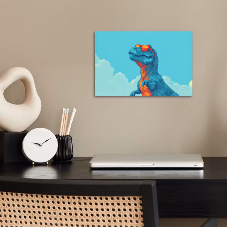 Poster – T-Rex - Blauw - Wolken - Zonnebril — 2
