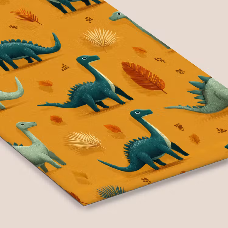 Poster met lijst - Dinosaurussen Patroon Bladeren Oker — 7