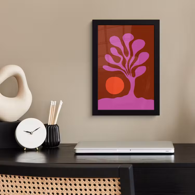 Poster met lijst - Boom - Paars - Cirkel - Vloeiend — 2