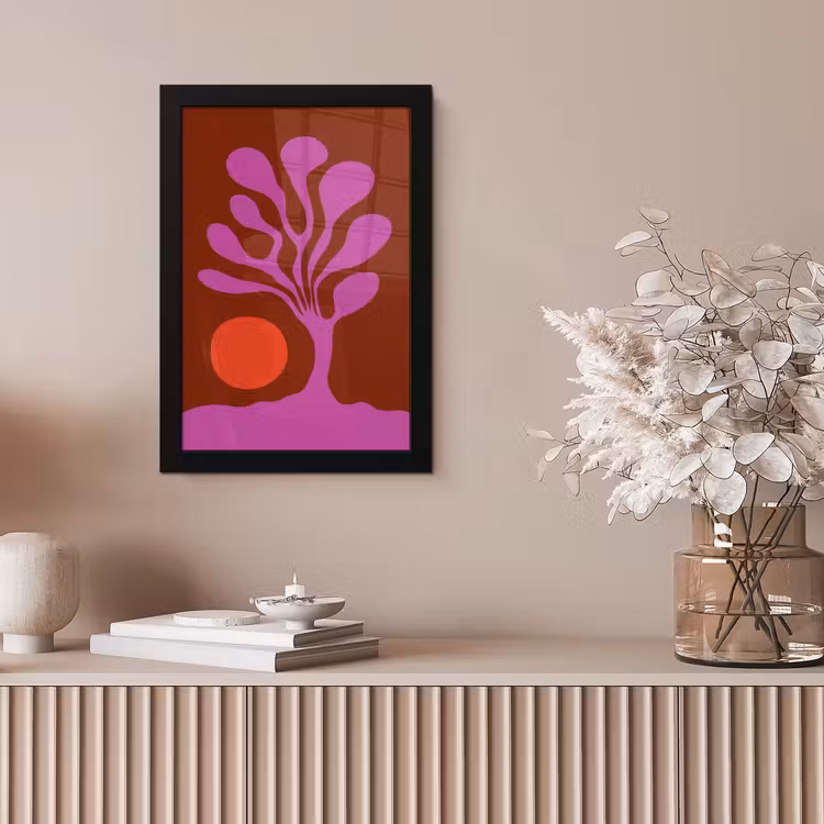 Poster met lijst - Boom - Paars - Cirkel - Vloeiend — 5