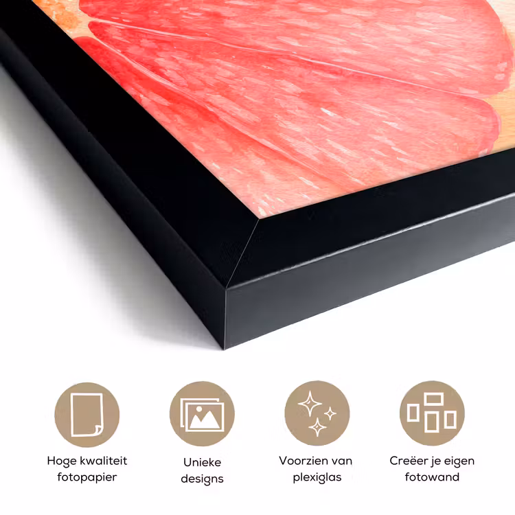 Poster met lijst - Grapefruit - Roze - Levendig — 6