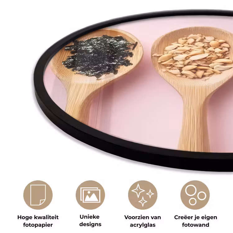 Ronde fotolijst - Ingrediënten - Lepels - Hout - Roze — 2