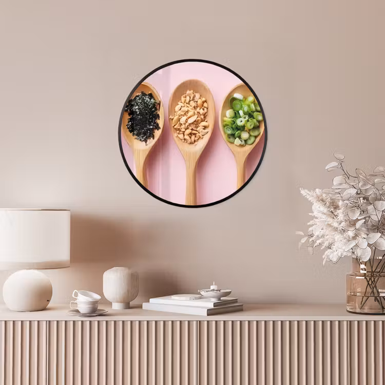 Ronde fotolijst - Ingrediënten - Lepels - Hout - Roze — 5