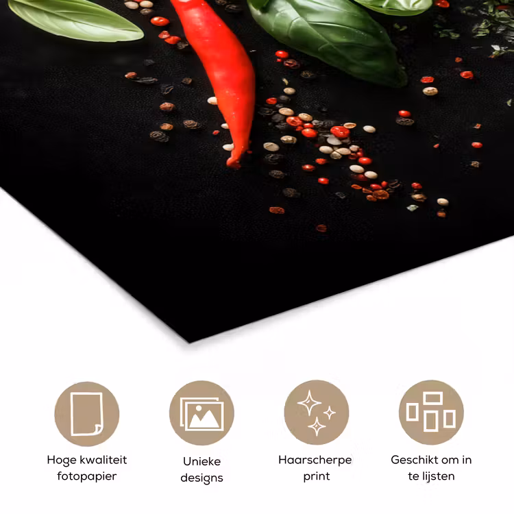 Poster – Chilipepers - Basilicum - Blaadjes - Rood — 5