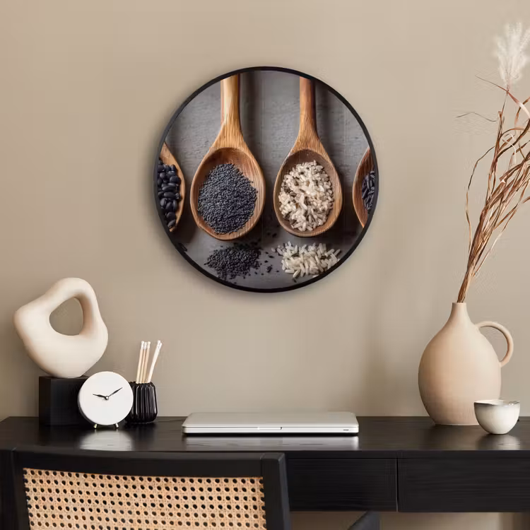 Ronde fotolijst - Houten - Lepels - Rijst - Zaden — 3