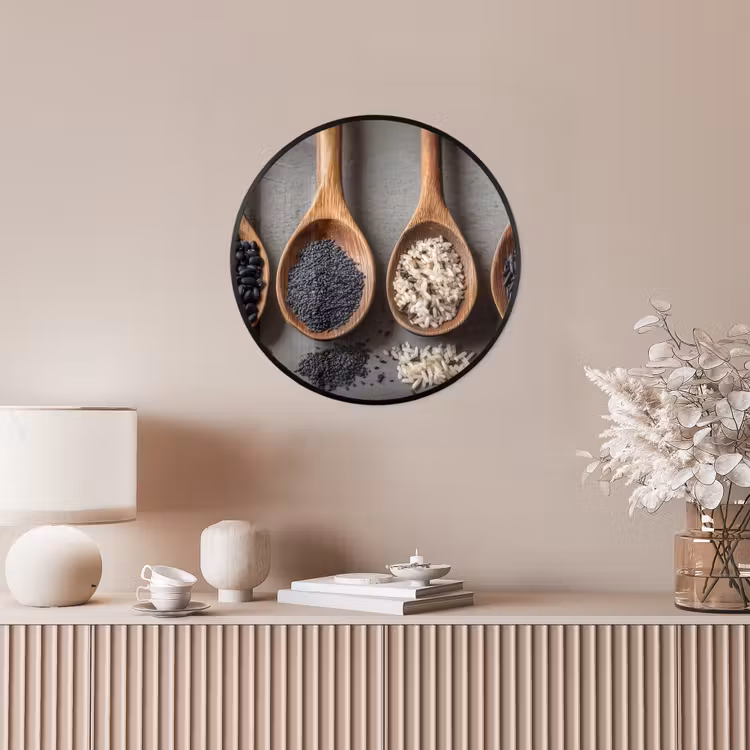 Ronde fotolijst - Houten - Lepels - Rijst - Zaden — 5