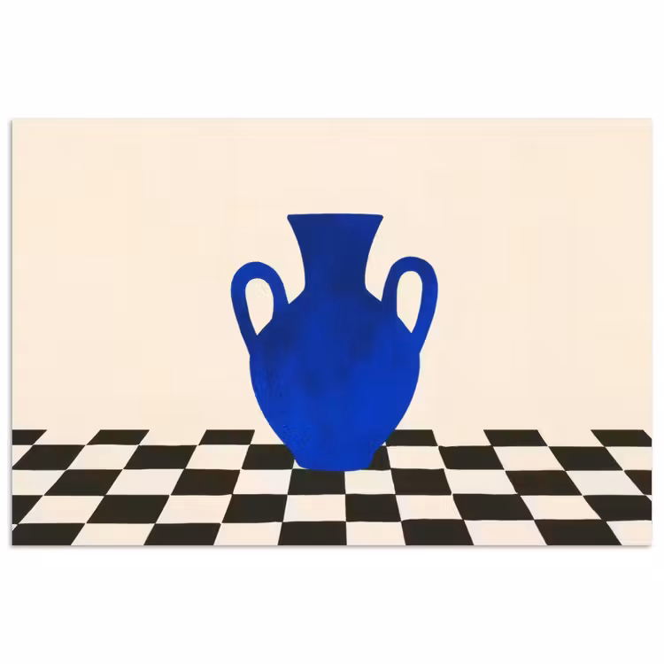 Poster – Vaas - Blauw - Geblokt - Modern — 1