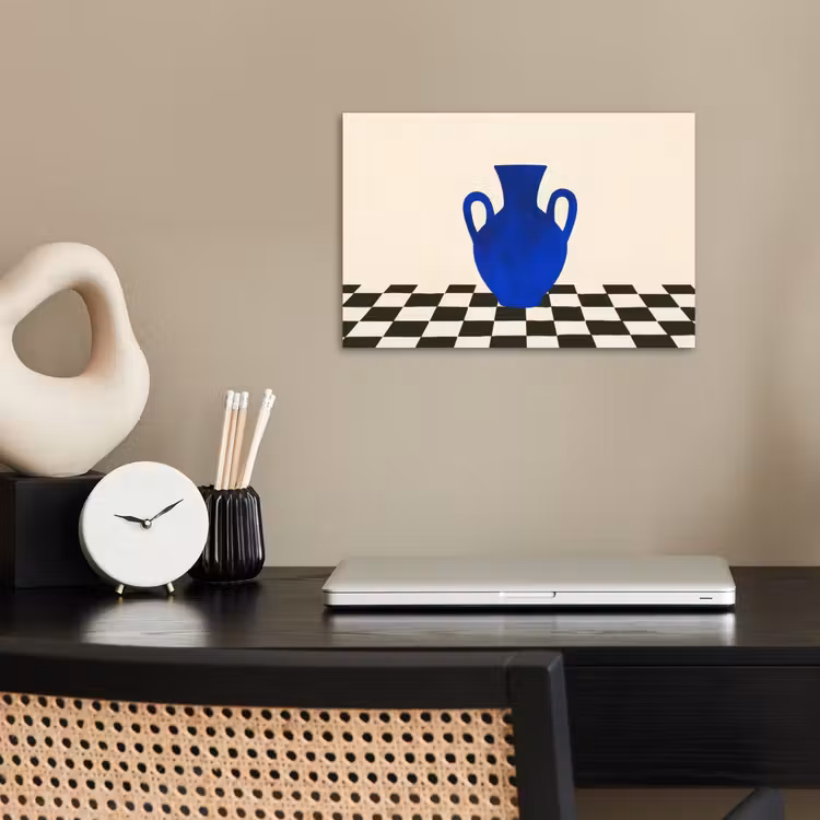 Poster – Vaas - Blauw - Geblokt - Modern — 2