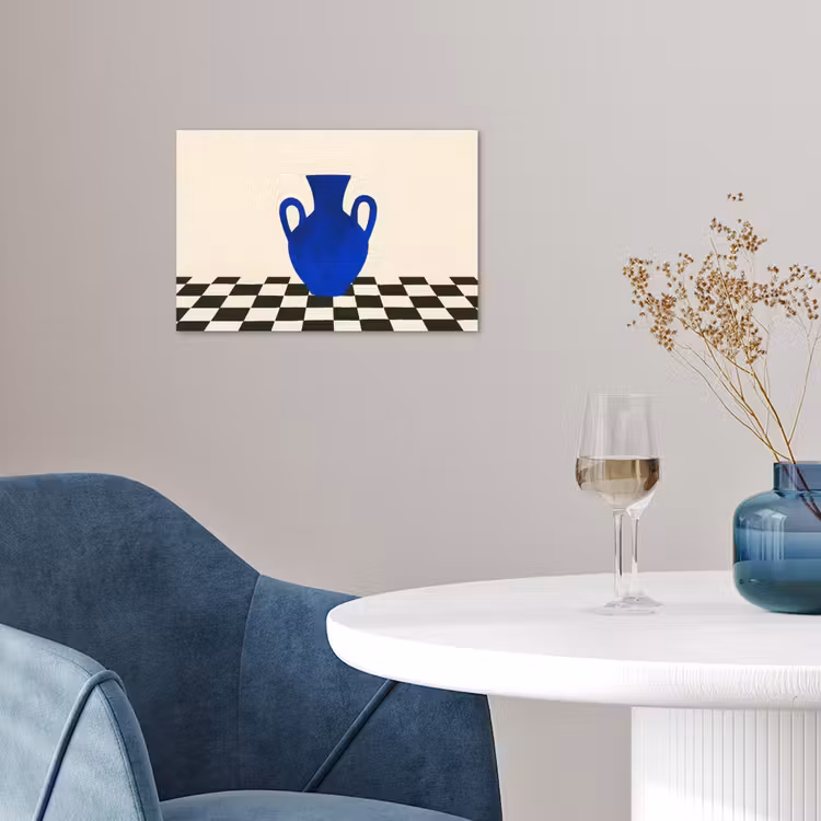 Poster – Vaas - Blauw - Geblokt - Modern — 4