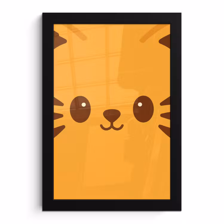 Poster met lijst - Kat - Simplistisch - Oranje - Vrolijk — 1