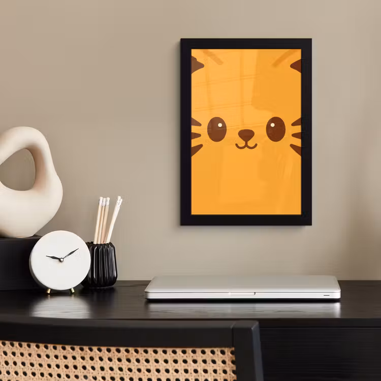 Poster met lijst - Kat - Simplistisch - Oranje - Vrolijk — 2