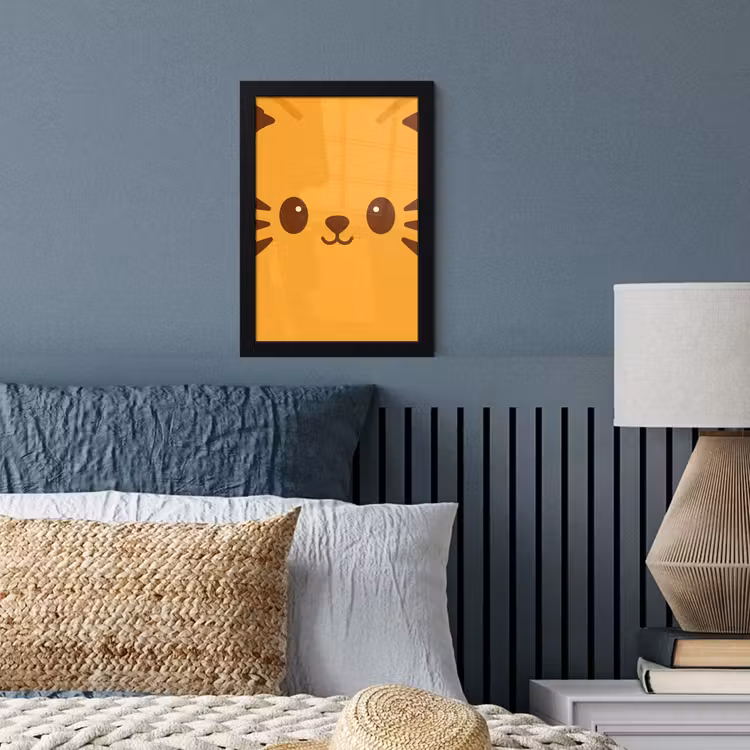 Poster met lijst - Kat - Simplistisch - Oranje - Vrolijk — 3