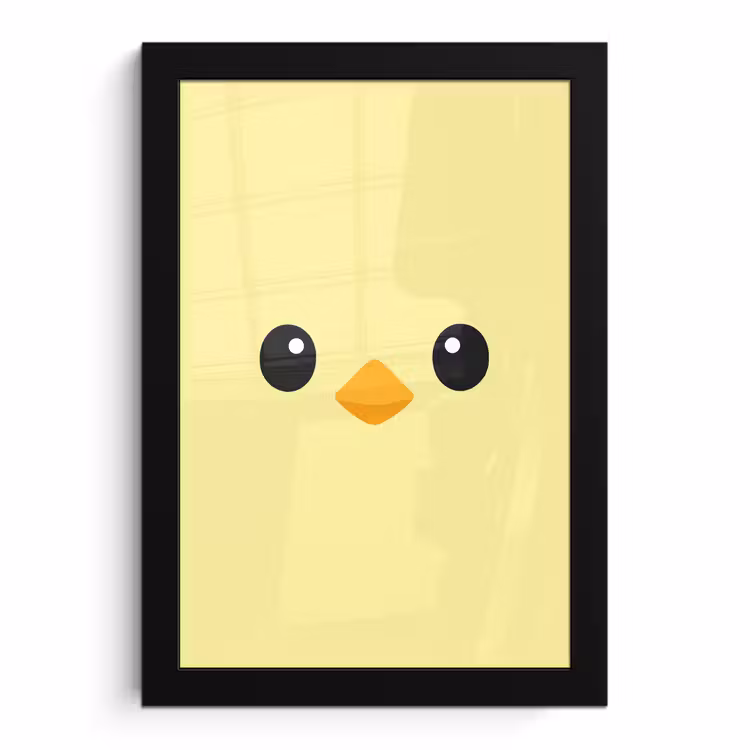 Poster met lijst - Kuiken - Vrolijk - Geel - Minimalistisch — 1