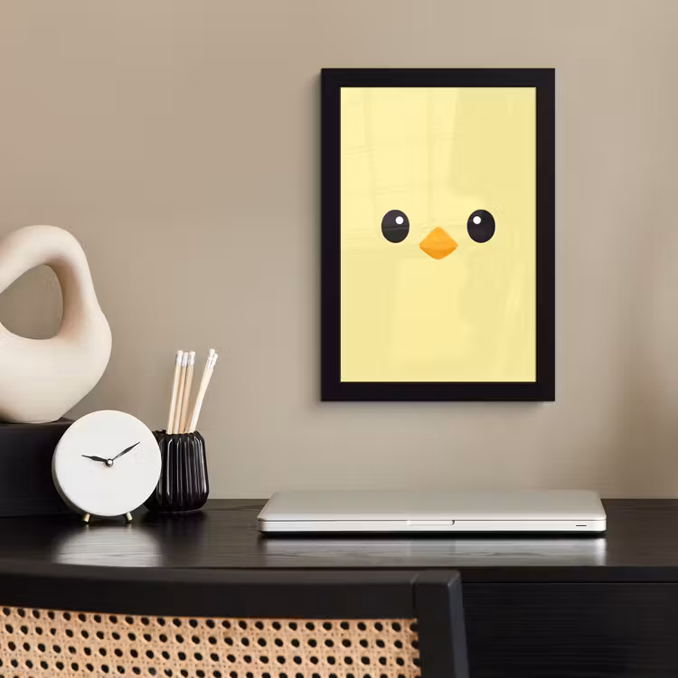 Poster met lijst - Kuiken - Vrolijk - Geel - Minimalistisch — 2