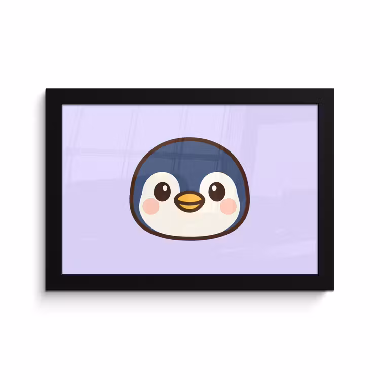 Poster met lijst - Pinguïn Kawaii Lila