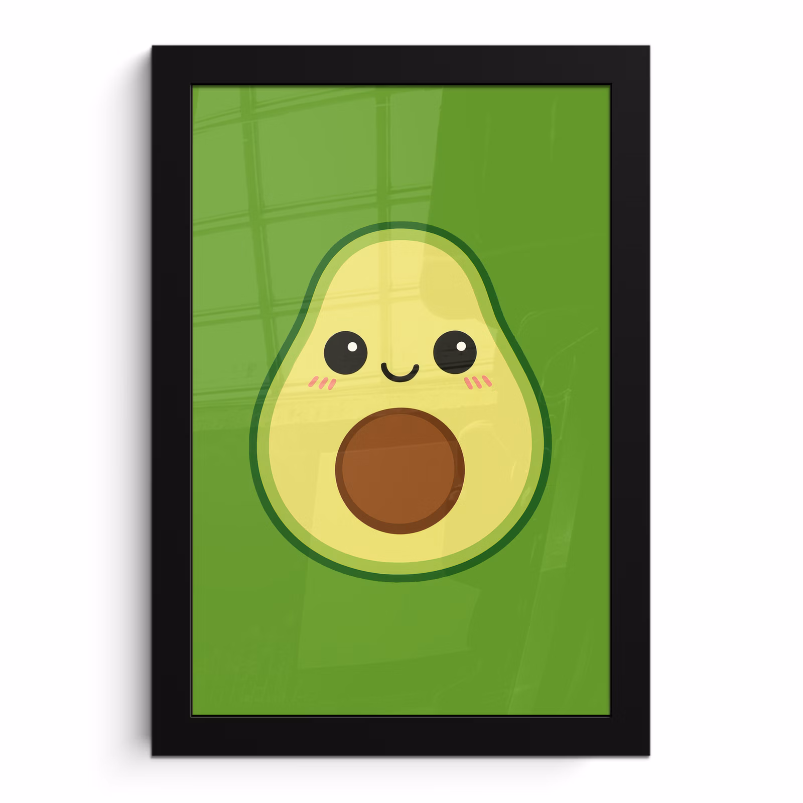 Poster met lijst - Avocado met Gezicht Groen — 1