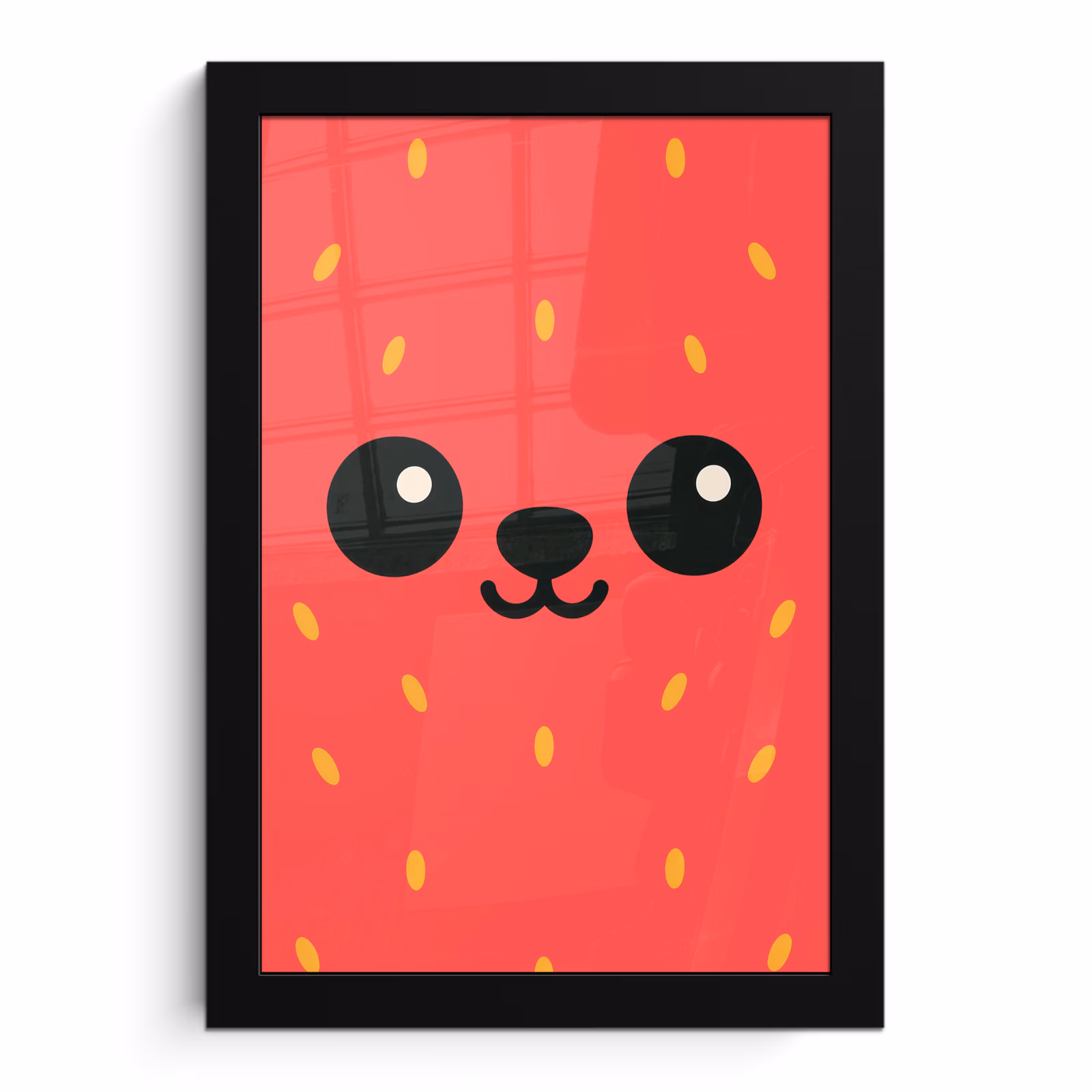 Poster met lijst - Kat - Aardbei - Cartoon — 1