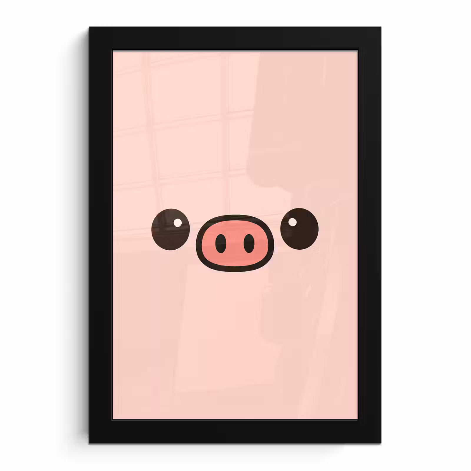 Poster met lijst - Varken - Roze - Minimalistisch — 1