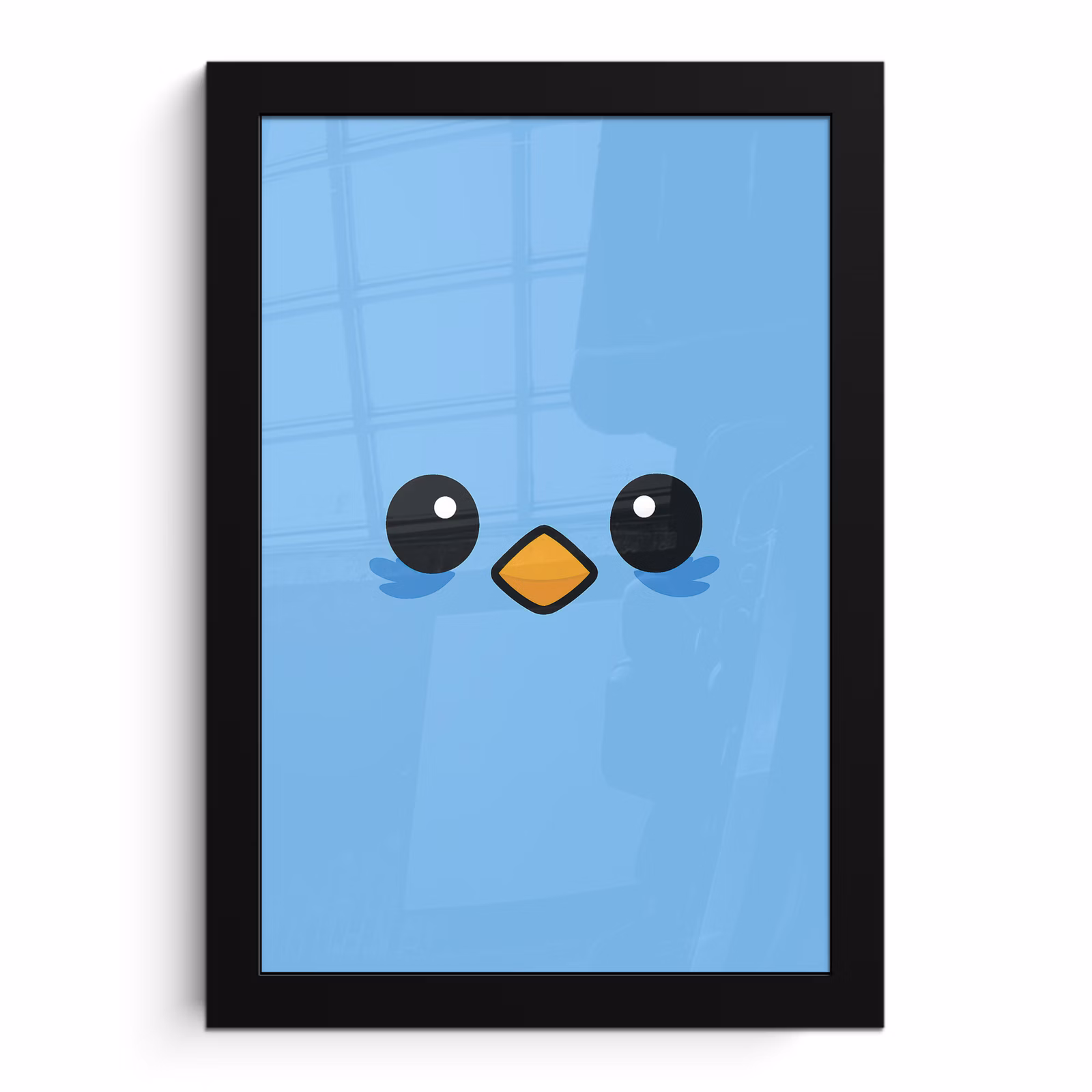 Poster met lijst - Vogel - Blauw - Eenvoudig — 1