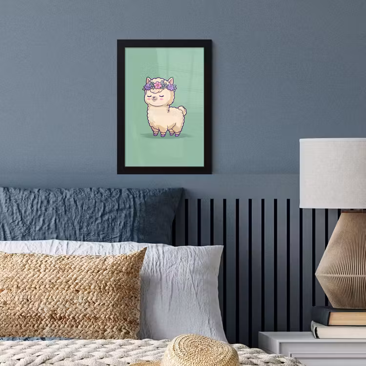 Poster met lijst - Alpaca - Groen - Bloemendiadeem — 3
