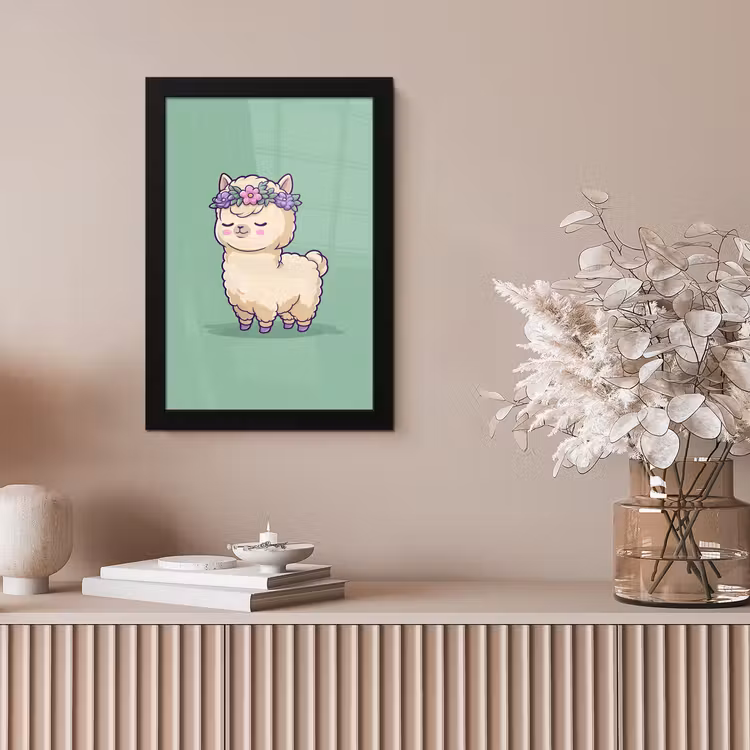 Poster met lijst - Alpaca - Groen - Bloemendiadeem — 5