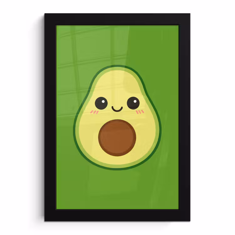 Poster met lijst - Avocado met Gezicht Groen