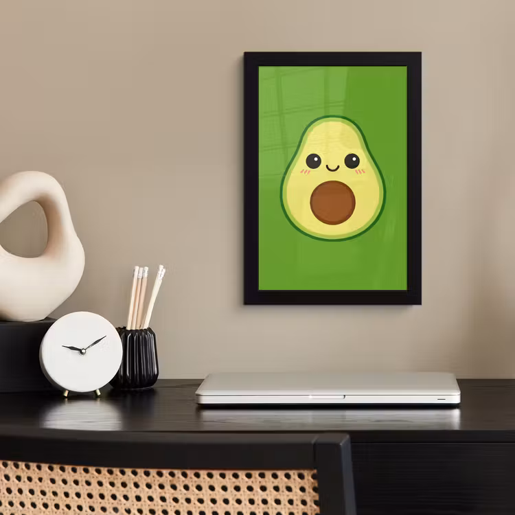 Poster met lijst - Avocado met Gezicht Groen — 2