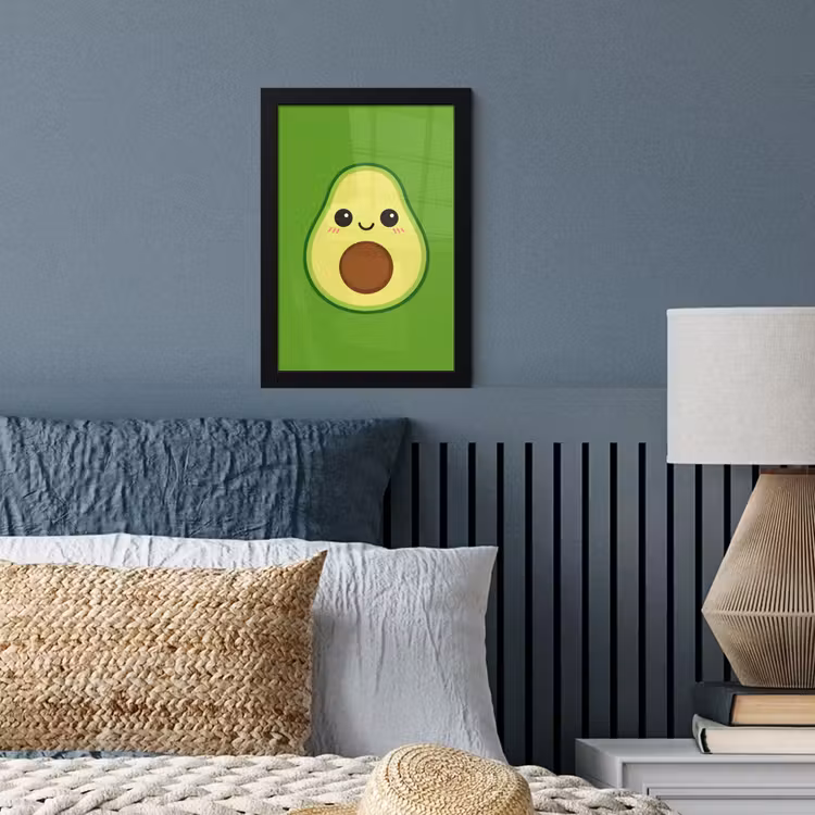 Poster met lijst - Avocado met Gezicht Groen — 3