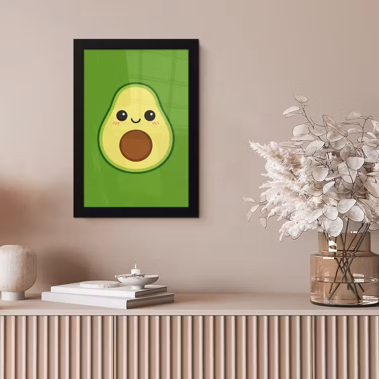 Poster met lijst - Avocado met Gezicht Groen — 5