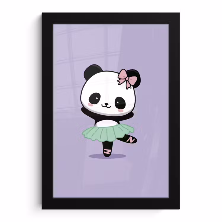 Poster met lijst - Panda - Paars - Sierlijk - Kawaii — 1