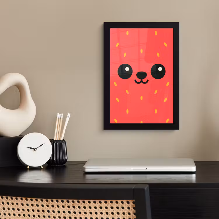 Poster met lijst - Kat - Aardbei - Cartoon — 2
