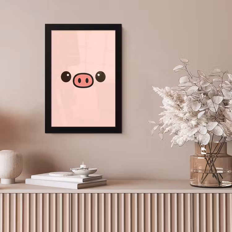 Poster met lijst - Varken - Roze - Minimalistisch — 5