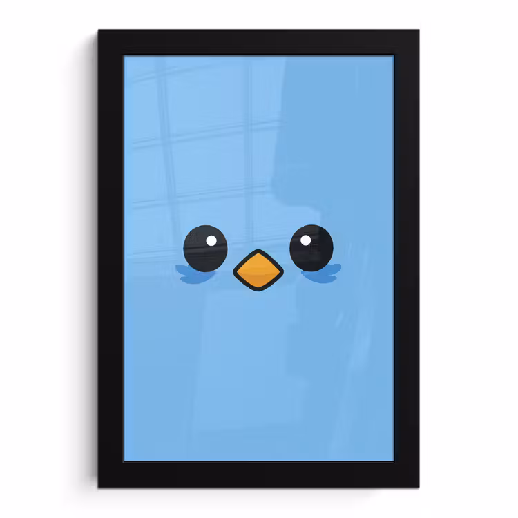Poster met lijst - Vogel - Blauw - Eenvoudig — 1