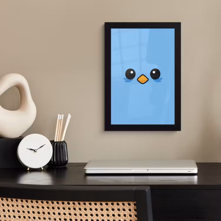 Poster met lijst - Vogel - Blauw - Eenvoudig — 2