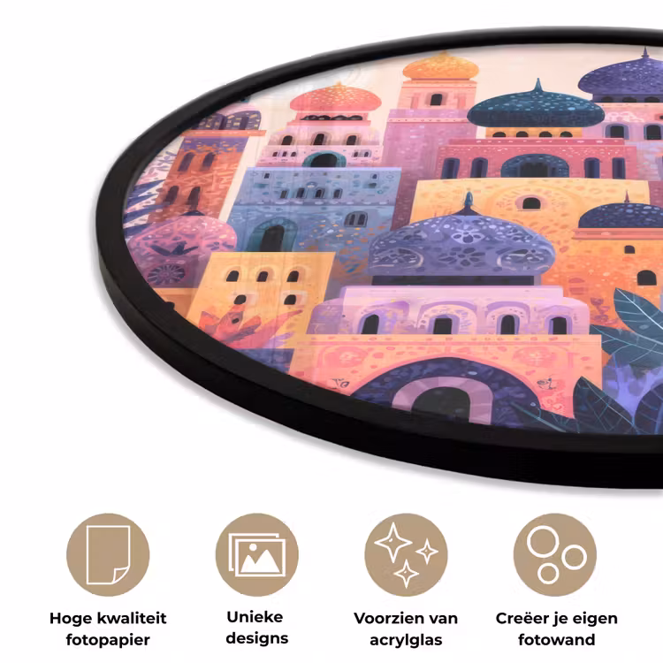 Fotolijst rond zonder passe partout - Kleurrijke stad - Zon - Islamitisch — 2
