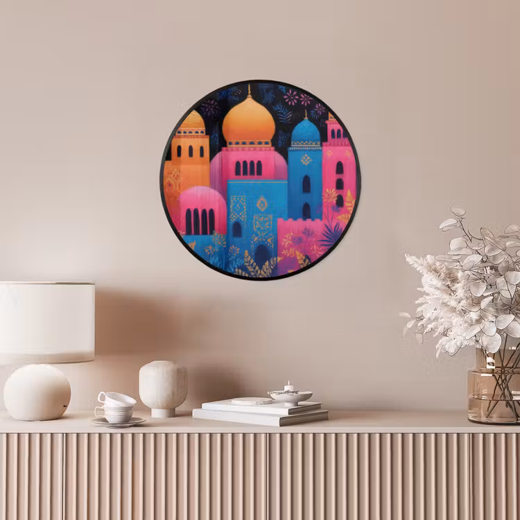 Fotolijst rond zonder passe partout - Kleurrijk - Stad - Nacht - Islamitisch — 5