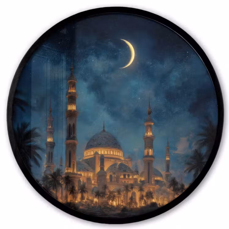 Fotolijst rond zonder passe partout - Sterrenhemel - Maan - Palmbomen - Moskee — 1