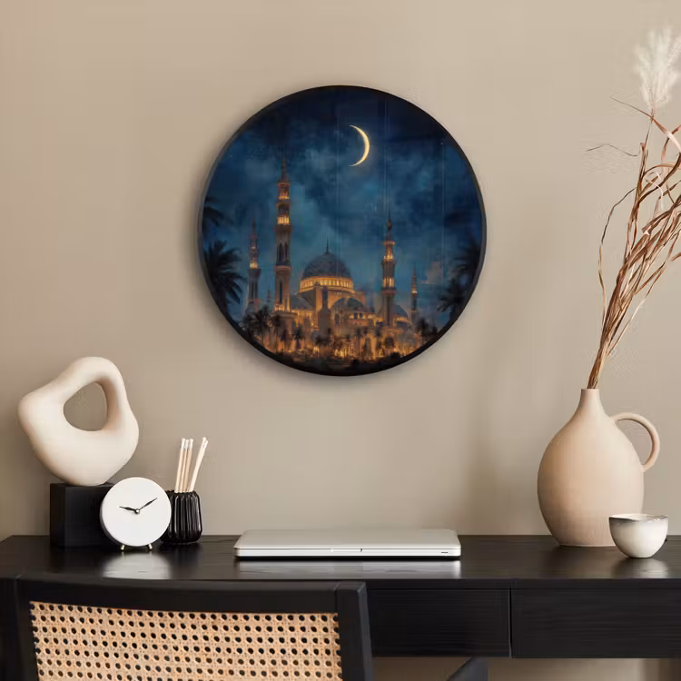 Fotolijst rond zonder passe partout - Sterrenhemel - Maan - Palmbomen - Moskee — 3