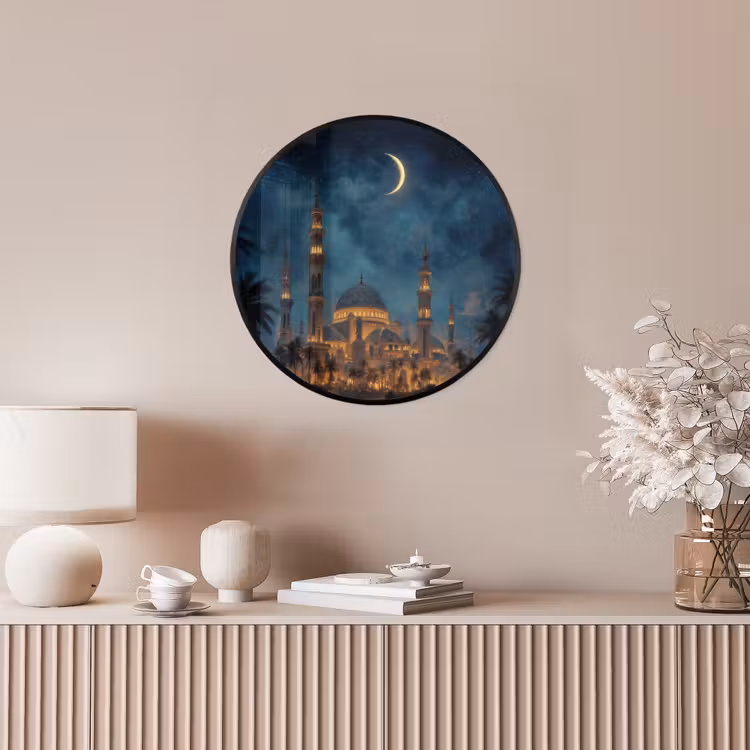 Fotolijst rond zonder passe partout - Sterrenhemel - Maan - Palmbomen - Moskee — 5