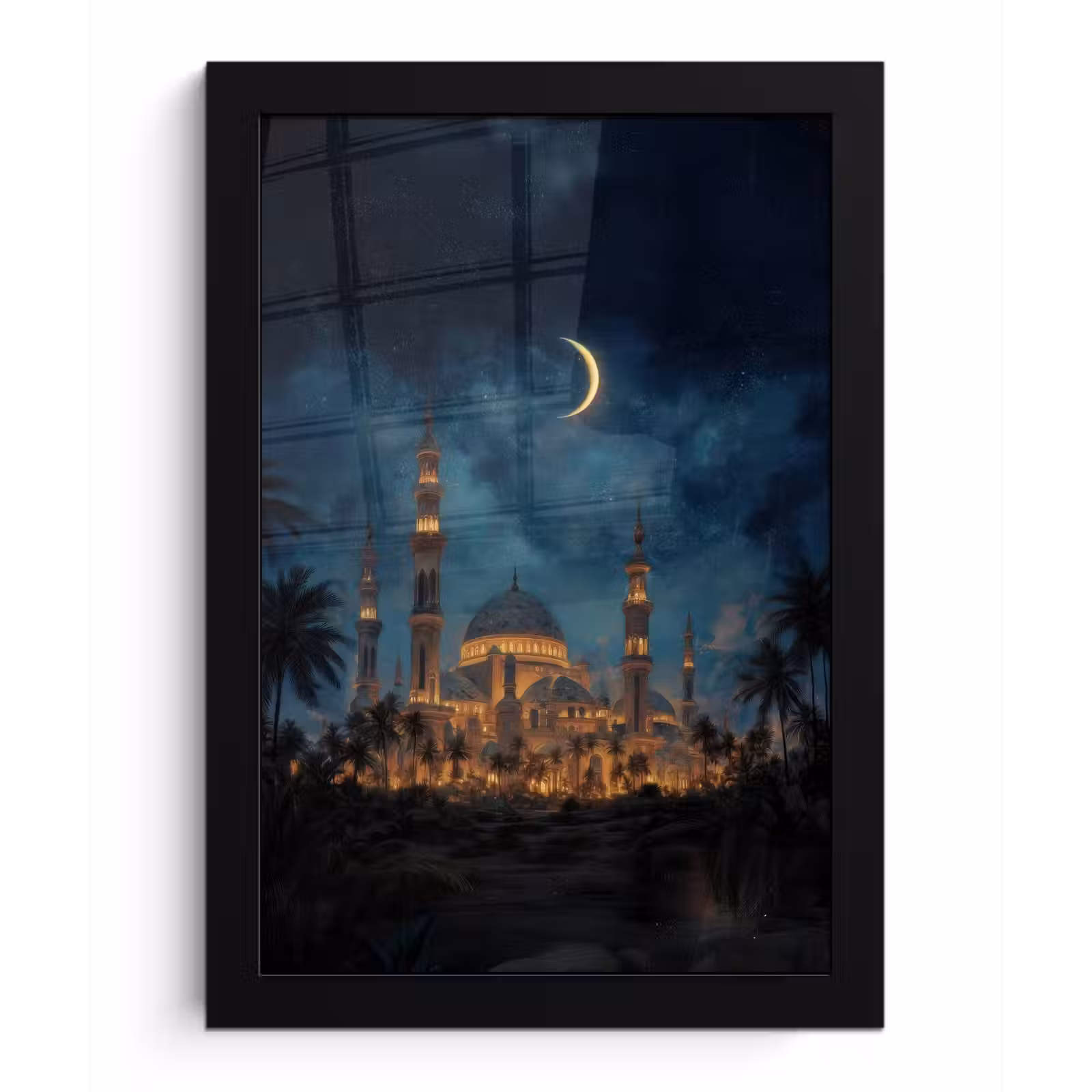 Poster met lijst - Sterrenhemel - Maan - Palmbomen - Moskee — 1