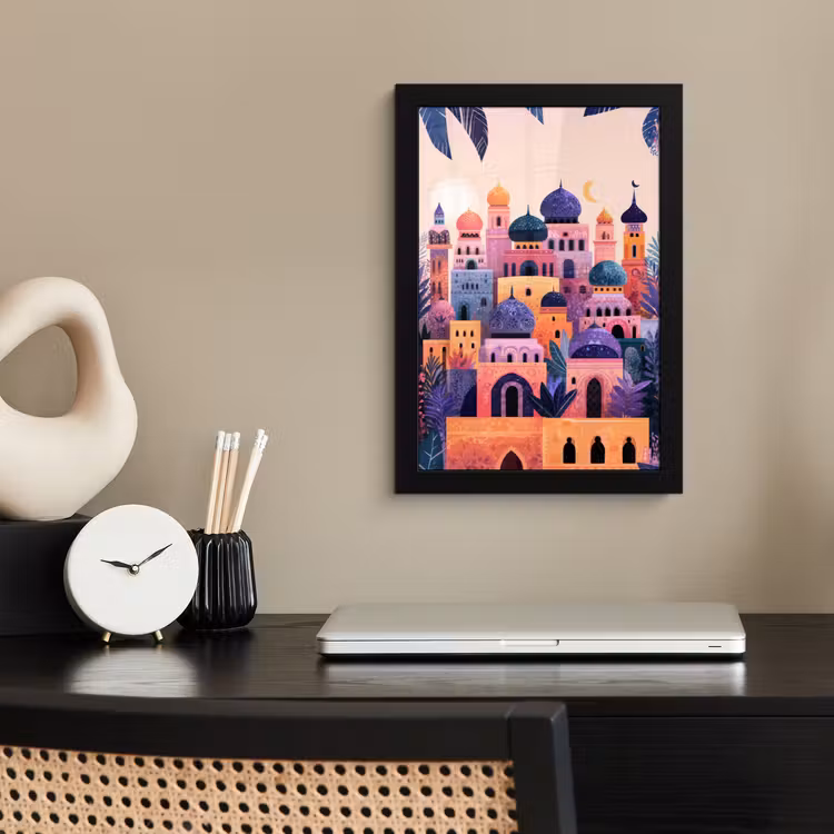 Poster met lijst - Kleurrijke stad - Zon - Islamitisch — 2