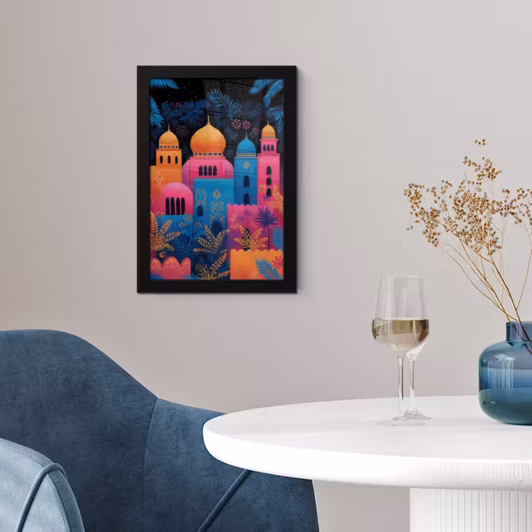 Poster met lijst - Kleurrijk - Stad - Nacht - Islamitisch — 4