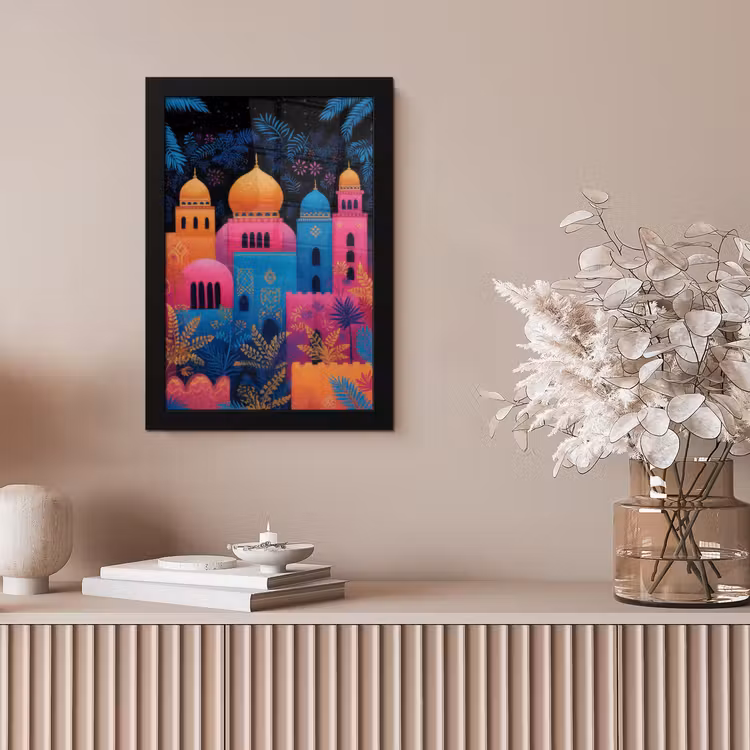 Poster met lijst - Kleurrijk - Stad - Nacht - Islamitisch — 5