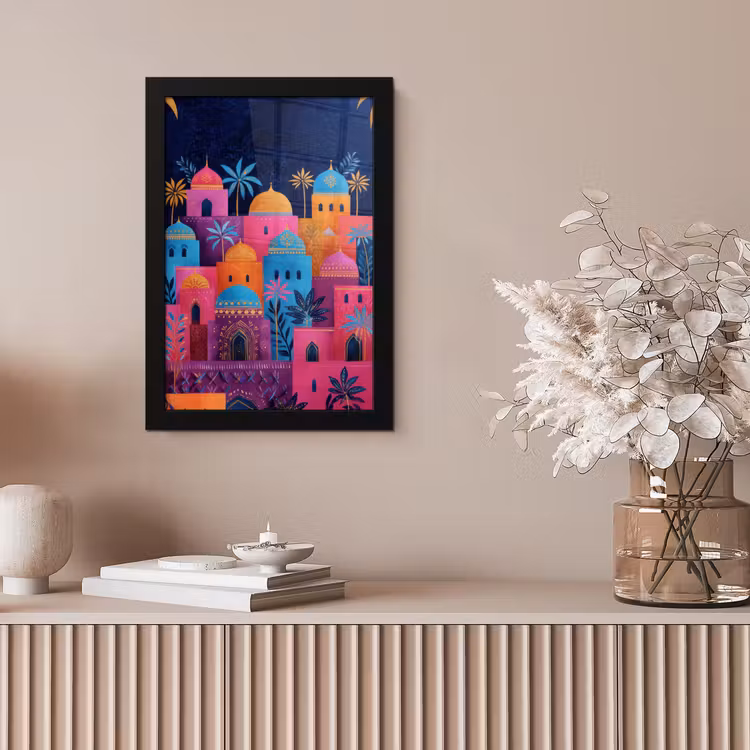 Poster met lijst - Kleurrijke gebouwen - Avondlicht - Islamitisch — 5