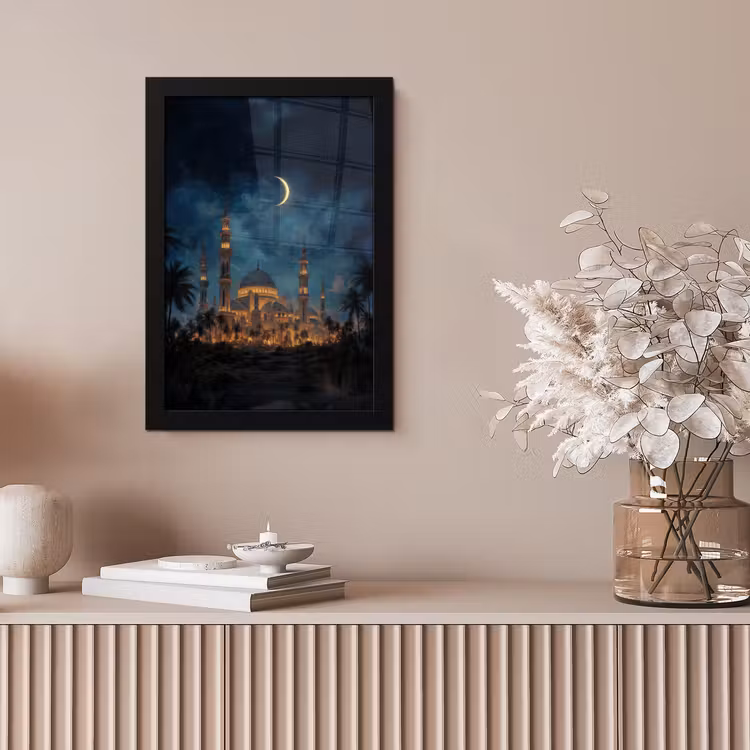 Poster met lijst - Sterrenhemel - Maan - Palmbomen - Moskee — 5